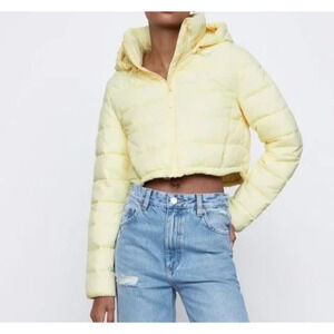 Zara Cropped Puffer Jacket Yellow girl Small A001465
